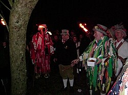 Wassailing apple trees on the Twelfth Night to ensure a good harvest. Photo taken in Maplehurst, West Sussex