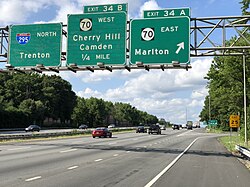 I-295 northbound at the Route 70 interchange in Cherry Hill