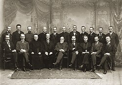 Members of the Council of Lithuania after signing the Act of Independence of Lithuania in the House of the Signatories in 1918