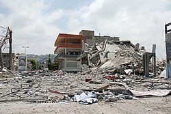 A building in Ghazieh, near Sidon, bombed by the Israeli Air Force (IAF)