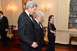 Lucas with Secretary of State John Kerry in Washington, D.C., on December 5, 2015