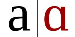 Comparison between double-storey |a| (left) and single-storey |ɑ| (right) lowercase forms of the Latin letter ⟨A⟩