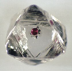 Red garnet inclusion in a diamond[85]