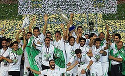 Zob Ahan players celebrating Hazfi Cup title in 2015