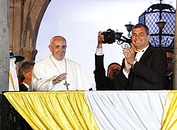 Rafael Correa with Pope Francis, 6 July 2015