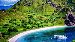 Tourist boats in Labuan Bajo, near Komodo National Park in Indonesia.