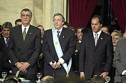 Néstor Kirchner (center) during the 2003 presidential inauguration