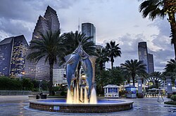 Fountain of the Downtown Aquarium, Houston, in 2012