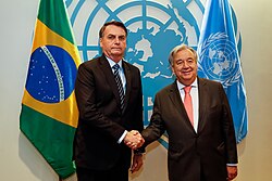 Guterres with Brazilian President Jair Bolsonaro, September 2019