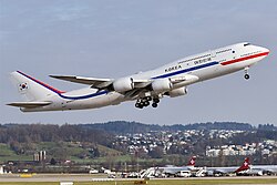 A Code One Boeing 747-8i flying in South Korean government's colors.