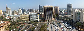 The Kenya Commercial Bank office at KENCOM House (right) in Nairobi