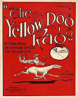 1914 sheet music cover of "Yellow Dog Rag"
