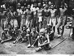Indian POWs liberated from Japanese camp in New Britain, PNG