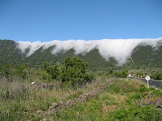 Dissolving Föhn clouds over Cumbre Nueva, La Palma, at an elevation of 1,400 m (4,600 ft)