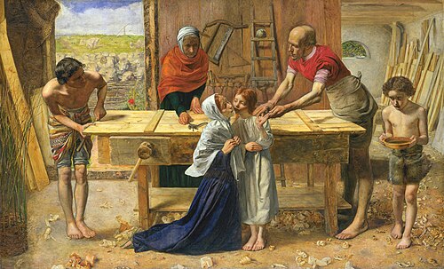 St John (right) in Christ in the House of His Parents by John Everett Millais, 1849–50