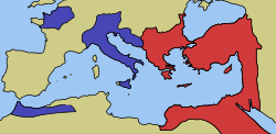 The Western and Eastern Roman Empires by 476