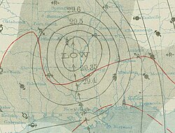 Surface weather analysis of the storm over land on September 21