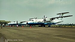 The two N250 prototypes on display at Indonesian Aerospace facility in 2018