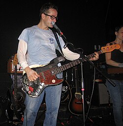 Matt Sharp, pictured with the Rentals in 2007, co-founder of Weezer, left the band after the Pinkerton tour.[53]
