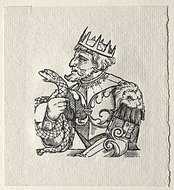 Woodcut depicting Antiochus by Georg Pencz
