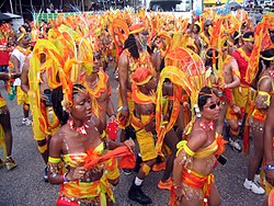 Masqueraders chipping on Carnival Tuesday in Port of Spain during Trinidad and Tobago Carnival