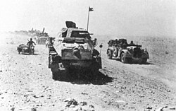 German vehicles advancing during the Second Battle of El Alamein in the North African campaign