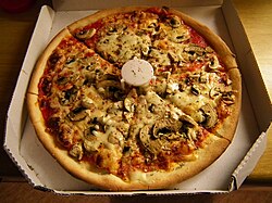Pizza in a box, with a pizza saver