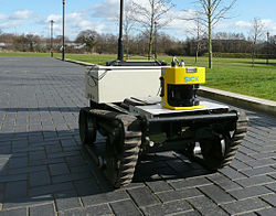 This mobile robot uses its lidar to construct a map and avoid obstacles.
