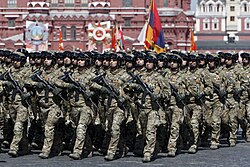 Members of the Azerbaijani peacekeeping forces in full combat uniform during the 2020 Moscow Victory Day Parade