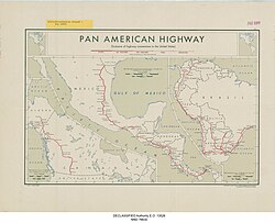 1946 map of the Pan-American Highway (outside the United States)