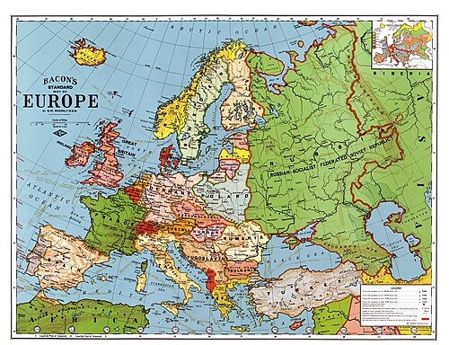 A map of Europe in 1923 after the Russian Civil War, among other revolutions.