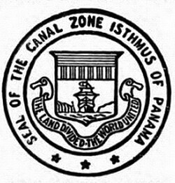 The 1916 depiction of the seal of the Panama Canal Zone.