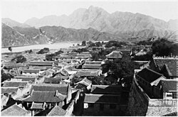 Traditional architecture lining the streets of Gubeikou, a garrison town on the northern side of the Great Wall along the Chao River, c. 1920s.