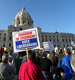 Libertarian protester at the 2010 Tea Party tax day, St. Paul, Minnesota