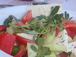 Greek salad with purslane