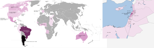 A map depicting the dioceses of the Maronite Church by number of faithful