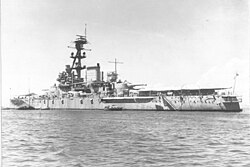 Minas Geraes after its 1930s modernization, possibly during the Second World War