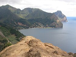 April 2005 view of the town of San Juan Bautista, on the north coast at Cumberland Bay
