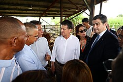 Manuel Valls visiting La Réunion in 2025, with Vice-President of the European Commission Raffaele Fitto.
