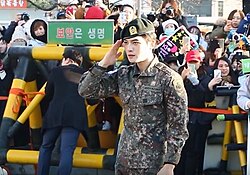 Kim returning from his military service