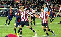 Llorente (foreground) playing for Athletic Bilbao against Barcelona in 2012