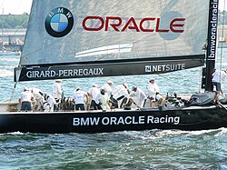 BMW Oracle Racing USA-71, at the German Sailing Grand Prix Kiel 2006. It was moored at Oracle headquarters in Redwood Shores, California, until 2014.