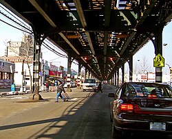 Broadway under the IRT Broadway–Seventh Avenue Line's elevated structure in The Bronx