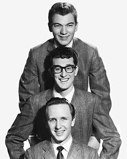 Buddy Holly and the Crickets in 1957 (top to bottom: Allison, Holly and Mauldin)