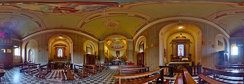 360° interior panorama of San Gregorio church in Breglia, Italy