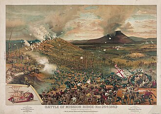 Union troops swarm Missionary Ridge and defeat Bragg's army.