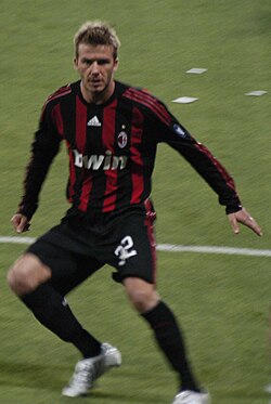 Beckham playing for AC Milan in 2009