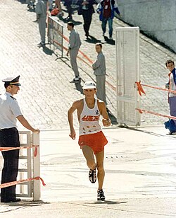 Road running in a U.S. Air Force marathon
