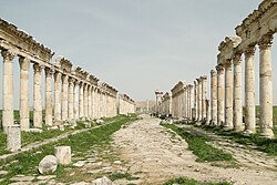 The ancient city of Apamea, Syria was an important trading center, and a prosperous city in Hellenistic and Roman times