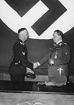 Heinrich Himmler and Hermann Göring at the meeting to formally hand over control of the Gestapo (Berlin, 1934)